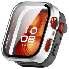Accesorii Huawei Watch, Carcasa cu protectie ecran BizonMobile Adamo compatibila cu Huawei Watch Fit 5 Pro, Satin Silver, lerato.ro