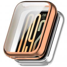 Carcasa cu protectie ecran BizonMobile Felipe compatibila cu Xiaomi Smart Band 10 Pro, Rose Gold