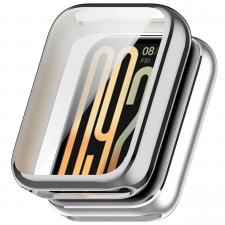 Carcasa cu protectie ecran BizonMobile Felipe compatibila cu Xiaomi Smart Band 10 Pro, Silver