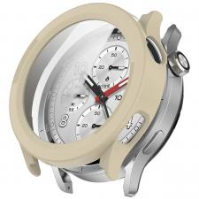 Carcasa cu protectie ecran BizonMobile Adamo compatibila cu Xiaomi Watch S5, Bej