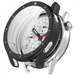 Carcasa cu protectie ecran BizonMobile Felipe compatibila cu Xiaomi Watch S5, Negru