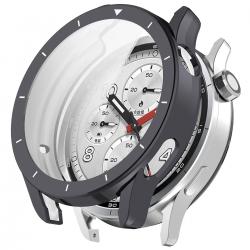 Carcasa cu protectie ecran BizonMobile Felipe compatibila cu Xiaomi Watch S5, Gri