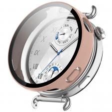 Carcasa cu protectie ecran din sticla securizata BizonMobile compatibila cu Huawei Watch GT6 41mm, Roz