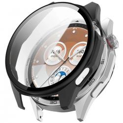 Carcasa cu protectie ecran din sticla securizata BizonMobile compatibila cu Huawei Watch GT6 46mm, Matte Black