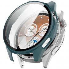 Accesorii Huawei Watch, Carcasa cu protectie ecran din sticla securizata BizonMobile compatibila cu Huawei Watch GT6 46mm, Verde, lerato.ro