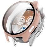 Carcasa cu protectie ecran din sticla securizata BizonMobile compatibila cu Huawei Watch GT6 46mm, Roz 2 - lerato.ro