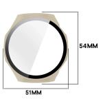 Carcasa cu protectie ecran din sticla securizata BizonMobile compatibila cu Huawei Watch GT6 Pro 46mm, Bej 3 - lerato.ro