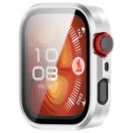 Carcasa cu protectie ecran din sticla securizata BizonMobile compatibila cu Huawei Watch Fit 4 Pro, Satin Silver 5 - lerato.ro