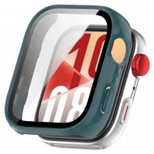 Accesorii Huawei Watch, Carcasa cu protectie ecran din sticla securizata BizonMobile compatibila cu Huawei Watch Fit 4, Verde, lerato.ro