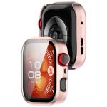Carcasa cu protectie ecran din sticla securizata BizonMobile compatibila cu Huawei Watch Fit 4 Pro, Satin Pink 5 - lerato.ro
