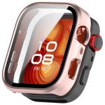 Carcasa cu protectie ecran din sticla securizata BizonMobile compatibila cu Huawei Watch Fit 4 Pro, Satin Pink 2 - lerato.ro