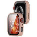 Carcasa cu protectie ecran din sticla securizata BizonMobile compatibila cu Huawei Watch Fit 4 Pro, Roz 5 - lerato.ro
