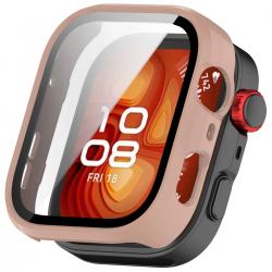 Carcasa cu protectie ecran din sticla securizata BizonMobile compatibila cu Huawei Watch Fit 4 Pro, Roz