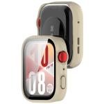 Carcasa cu protectie ecran din sticla securizata BizonMobile compatibila cu Huawei Watch Fit 4, Bej 5 - lerato.ro