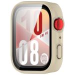 Carcasa cu protectie ecran din sticla securizata BizonMobile compatibila cu Huawei Watch Fit 4, Bej 6 - lerato.ro
