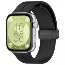 Curea din silicon Bizon Strap Watch Silicone L compatibila cu Huawei Watch Fit 4 Pro / Fit 4 / Fit 3, Negru