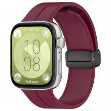 Curea din silicon Bizon Strap Watch Silicone L compatibila cu Huawei Watch Fit 4 Pro / Fit 4 / Fit 3, Burgundy
