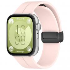 Curea din silicon Bizon Strap Watch Silicone L compatibila cu Huawei Watch Fit 4 Pro / Fit 4 / Fit 3, Roz