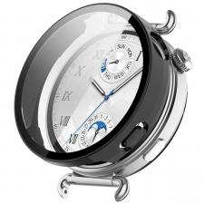Accesorii Huawei Watch, Carcasa cu protectie ecran din sticla securizata BizonMobile compatibila cu Huawei Watch GT6 41mm, Negru, lerato.ro