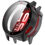 Carcasa cu protectie ecran BizonMobile Adamo compatibila cu Huawei Watch GT Runner 2, Matte Black / Red 2 - lerato.ro