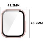 Carcasa cu protectie ecran din sticla securizata BizonMobile compatibila cu Huawei Watch Fit 4, Satin Pink 3 - lerato.ro