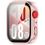 Carcasa cu protectie ecran din sticla securizata BizonMobile compatibila cu Huawei Watch Fit 4, Satin Pink 6 - lerato.ro