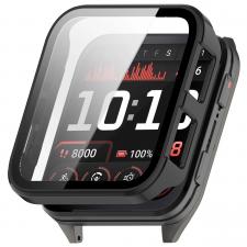 Carcasa cu protectie ecran din sticla securizata BizonMobile compatibila cu Garmin Venu X1, Negru