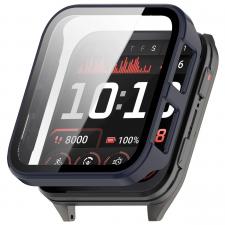 Carcasa cu protectie ecran din sticla securizata BizonMobile compatibila cu Garmin Venu X1, Dark Blue