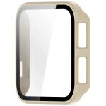 Carcasa cu protectie ecran din sticla securizata BizonMobile compatibila cu Garmin Venu X1, Bej 4 - lerato.ro