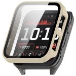 Carcasa cu protectie ecran din sticla securizata BizonMobile compatibila cu Garmin Venu X1, Bej 2 - lerato.ro