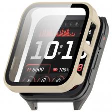Carcasa cu protectie ecran din sticla securizata BizonMobile compatibila cu Garmin Venu X1, Bej