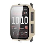 Carcasa cu protectie ecran din sticla securizata BizonMobile compatibila cu Garmin Venu X1, Bej 6 - lerato.ro