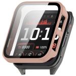Carcasa cu protectie ecran din sticla securizata BizonMobile compatibila cu Garmin Venu X1, Roz 2 - lerato.ro