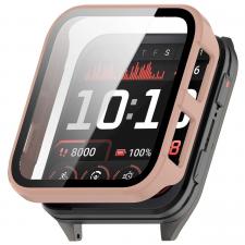 Carcasa cu protectie ecran din sticla securizata BizonMobile compatibila cu Garmin Venu X1, Roz