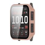Carcasa cu protectie ecran din sticla securizata BizonMobile compatibila cu Garmin Venu X1, Roz 6 - lerato.ro