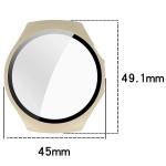 Carcasa cu protectie ecran din sticla securizata BizonMobile compatibila cu Huawei Watch 5 42mm, Bej 3 - lerato.ro