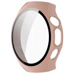 Carcasa cu protectie ecran din sticla securizata BizonMobile compatibila cu Huawei Watch 5 42mm, Roz 4 - lerato.ro