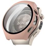 Carcasa cu protectie ecran din sticla securizata BizonMobile compatibila cu Huawei Watch 5 42mm, Roz 2 - lerato.ro