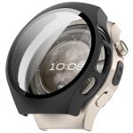 Carcasa cu protectie ecran din sticla securizata BizonMobile compatibila cu Huawei Watch 5 42mm, Matte Black 2 - lerato.ro