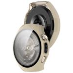 Carcasa cu protectie ecran din sticla securizata BizonMobile compatibila cu Huawei Watch 5 46mm, Bej 5 - lerato.ro