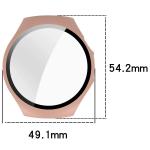 Carcasa cu protectie ecran din sticla securizata BizonMobile compatibila cu Huawei Watch 5 46mm, Roz 3 - lerato.ro