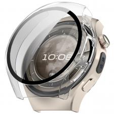Carcasa cu protectie ecran din sticla securizata BizonMobile compatibila cu Huawei Watch 5 42mm, Transparent