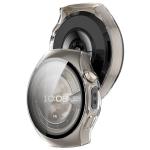 Carcasa cu protectie ecran din sticla securizata BizonMobile compatibila cu Huawei Watch 5 46mm, Transparent 5 - lerato.ro