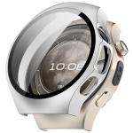 Carcasa cu protectie ecran din sticla securizata BizonMobile compatibila cu Huawei Watch 5 42mm, Satin Silver 2 - lerato.ro