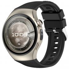 Accesorii Huawei Watch, Curea din silicon Bizon Strap Watch Silicone T compatibila cu Huawei Watch 5 42mm, Negru, lerato.ro