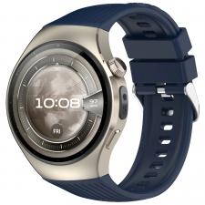 Accesorii Huawei Watch, Curea din silicon Bizon Strap Watch Silicone T compatibila cu Huawei Watch 5 42mm, Dark Blue, lerato.ro