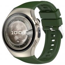 Accesorii Huawei Watch, Curea din silicon Bizon Strap Watch Silicone T compatibila cu Huawei Watch 5 42mm, Dark Green, lerato.ro