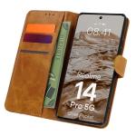 Husa flip cover Bizon Pocket compatibila cu Realme 14 Pro 5G, Maro 3 - lerato.ro