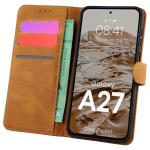 Husa flip cover Bizon Pocket compatibila cu Samsung Galaxy A27 5G, Maro 3 - lerato.ro