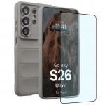 Kit protectie 2 in 1 BizonMobile, Carcasa Bizon Tur si Folie sticla securizata Bizon Glass Edge, compatibil cu Samsung Galaxy S26 Ultra, Light Grey 2 - lerato.ro